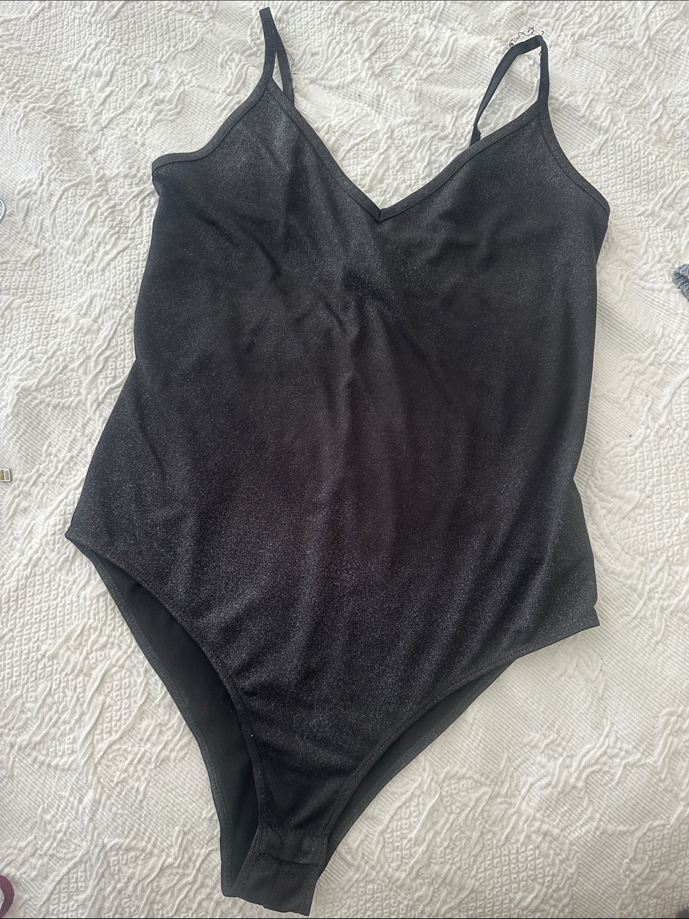 Shimmery Black One-Piece Bodysuit